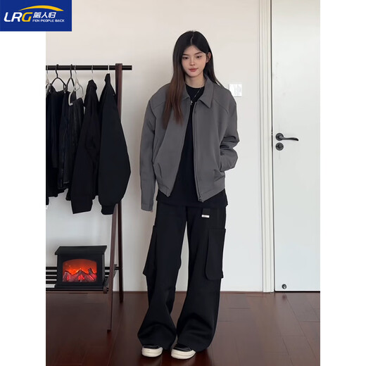 篱人归短款灰色西装外套男秋冬cleanfit行政夹克棉服垫肩美式夹棉棒球服 灰色 L (115-130斤)