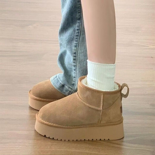 Marque Broken Code Ins Maillard Retro Bottes de neige pour les femmes en hiver, Nouvelle chaussures de coton chaude en velours et de coton chaud en velours pour femmes marron 37