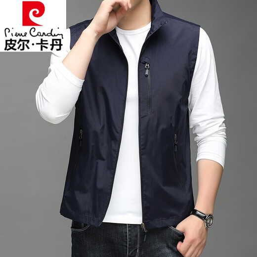 皮尔卡丹（pierre cardin）春秋季新款薄款马甲男商务休闲坎肩夹克户外工装背心中年马夹外套 686卡其 M