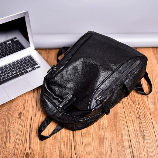 / Brand backpack men's large capacity new single backpack soft sheepskin travel bag black for travel and work
