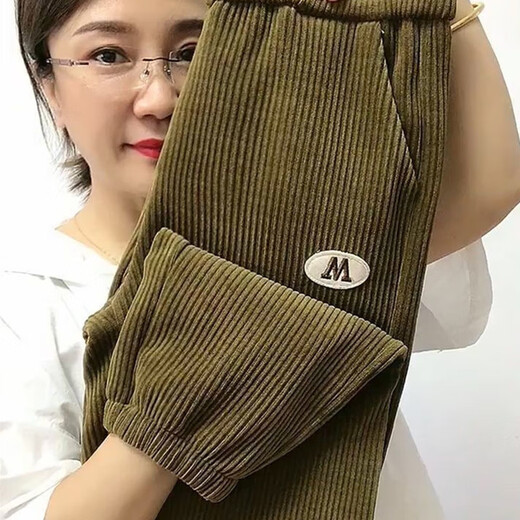 
Simple direction lamp grass velvet women's pants lamp velvet pants women's plus velvet no velvet lamp pick up the gap plus velvet thickened corduroy pants for women autumn 9195- Mustard green (spring and autumn style) M