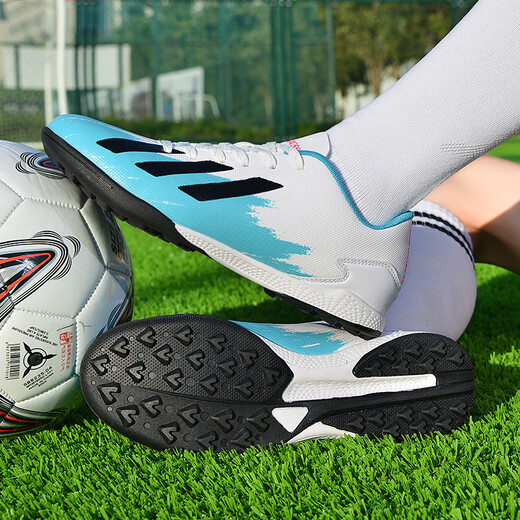 WEJIESS football shoes men's broken nails TF training shoes for adults, boys and girls, middle school and primary school students in the competition leather surface rubber sole broken X19 moon color-broken nails 40 socks + guard + shoe bag