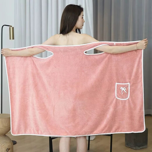 Wearable Bath Towel Women's Suspender Bathrobe Bath Skirt Thickened Wearable Bath Towel Vest Style Bath Towel Large Khaki Pocket Style Large Size 130-160 Jin Jin equals 0.5 kg Wearable