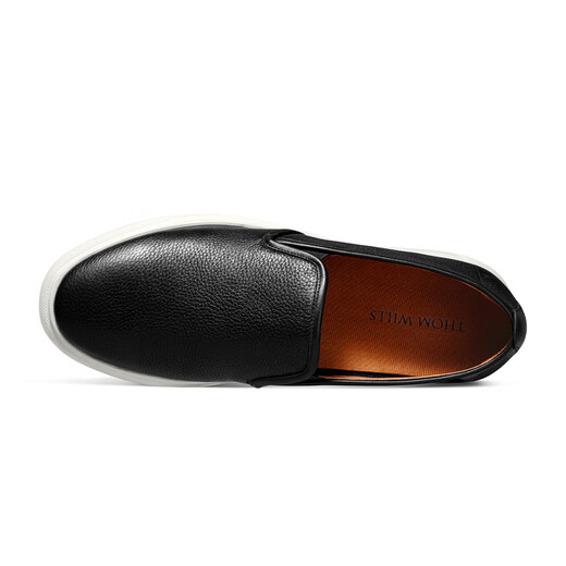 
THOM WILLS casual loafer shoes men's leather shoes cowhide black board shoes lazy shoes comfortable men's shoes summer black calf G881 size 41 /7.5