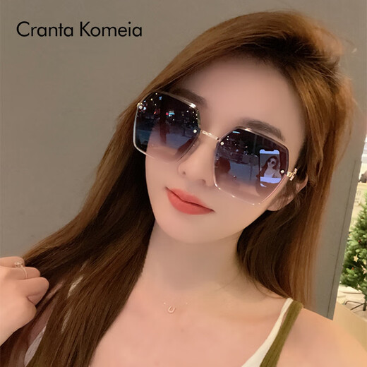 CRANTA KOMEIA太阳镜墨镜女2025新款夏季偏光防晒紫外线眼镜生日礼物送女友 玫瑰金框上灰下茶 高级感ck风送老婆女朋友实用高档
