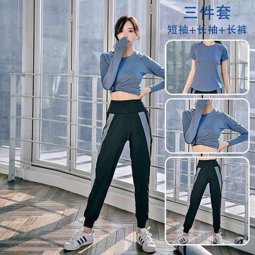 COZOK大码休闲运动跑步套装女晨跑胖妹健身服透气速干衣宽松瑜伽服套装 6000两件套:短袖+长裤:暗紫 2XL建议130-140斤