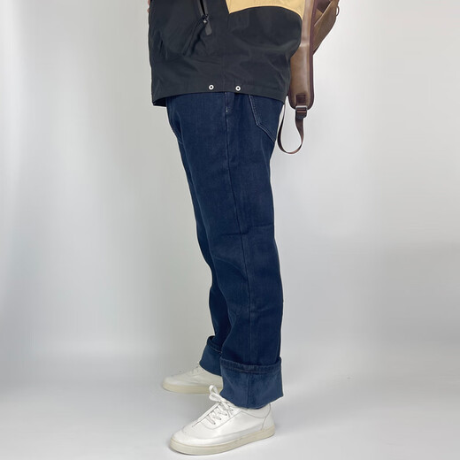 酷万秋冬季男士牛仔裤宽松直筒加肥加大码款弹力胖子肥佬休闲高腰长裤 【珊瑚绒】雾霾蓝MZR9896 48 【290斤左右】