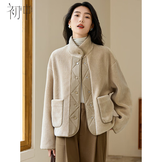 Chushen autumn and winter thick coat for women with lapel and double pockets, comfortable and versatile, warm and thick imitation lamb wool top S144F6006