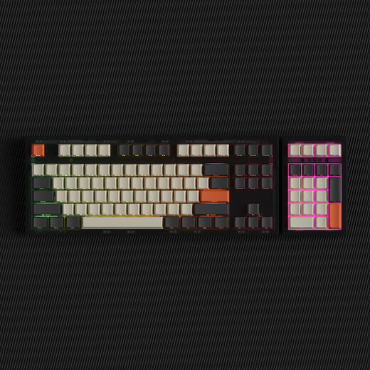 腹灵MK870Pro&MK-Pad 108键黑莓侧刻机械键盘三模黑曜石蓝牙有线无线蓝牙客制化电脑游戏办公 三模黑曜石（含MK-Pad）-大碳侧刻 Box白轴V2