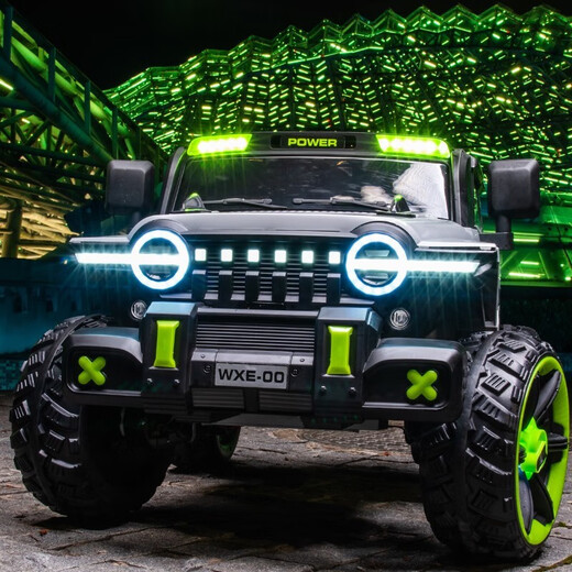 Tank Xingchenhao 300 véhicules électriques pour enfants, télécommande à quatre roues à quatre roues motrices véhicule hors route, bébé peut s'asseoir et une voiture de jouets balancées pour enfants, en haut avec quatre roues motrices rouges + 12v12AH + siège en cuir + roue douce + balançoire