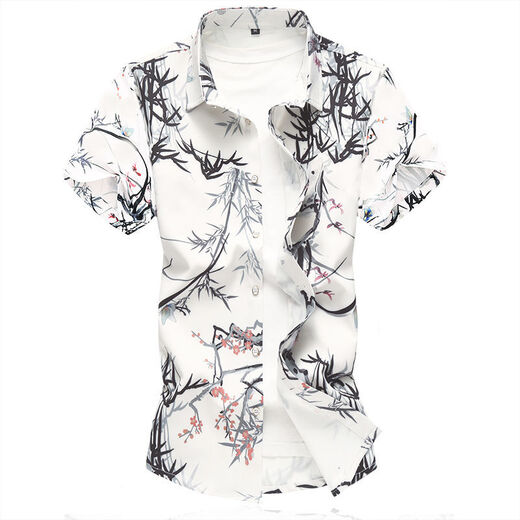 Chang Luzhu Summer New Style Herrenhemd für Männer mit kurzärärmernem Herren-Blumenhemd kurzärmelig schlanker gedruckter kurzärmeliger Hemd Herren-Top 7029 m