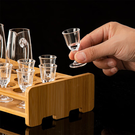 MIDOC classic Moutai cup small wine glass household crystal glass wine dispenser white wine cup one cup Moutai wine set 6 pots 6 cups 100ml+10ml-unlabeled-12 head rack