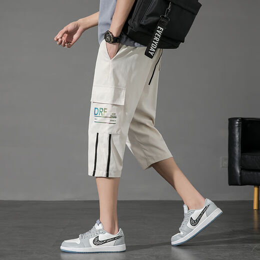 坐悠短裤男夏季十几岁初中高中生大学生穿薄款七分中男孩运动青少年胖 JM-9230黑色【品质版】 M