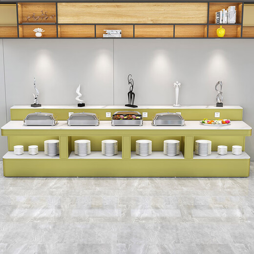 TMJD MISS hotel breakfast dining table Restaurant unit canteen buffet table wall-style dining table wine Custom made white 8 sockets Product price 9730