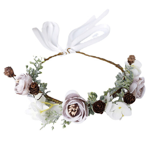 European and American new style garland headband bridal headdress retro bohemian travel vacation simulation garland headdress 58382 (approx. 19cm)