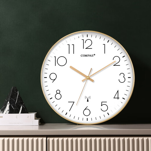 
Combassi radio clock automatic time silent wall clock classroom living room exam room clock wall C6219B light luxury gold 35cm