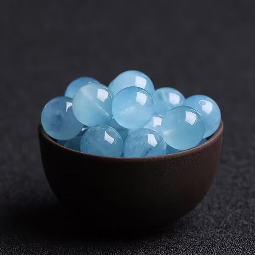 Outstanding natural aquamarine 6A ice seed diy moist blue round beads loose beads single multi-treasure crystal bracelet necklace Buddha beads accessories 14mm one