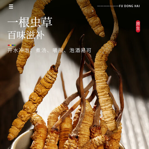 福东海冬虫夏草4克礼盒 精选东虫草无断草高品质整草干度足滋补送礼长辈 【礼盒】冬虫夏草4g礼盒【特级#16管】