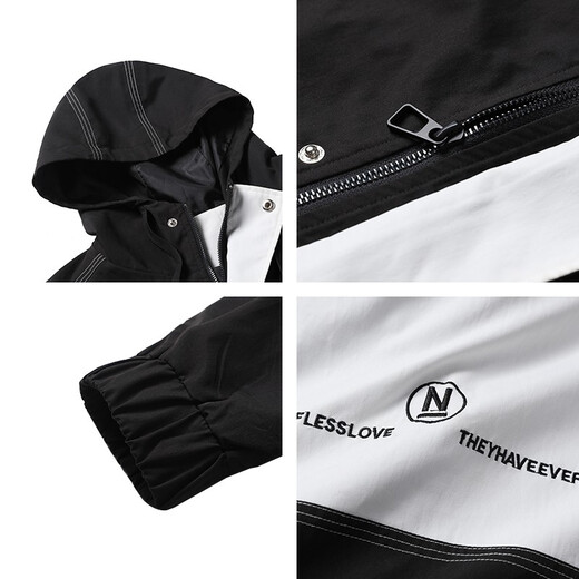 
Twister Fashion Brand Large Size Men's Wear Plus Fat Plus Jacket Men's Hooded Loose Fat Jacket JK1203 Black and White Double Pair 6XL (250-275Jin [Jin equals 0.5 kg])