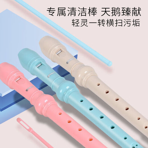 杉贝天鹅德式竖笛学生6孔8孔笛子儿童入门初学乐器直笛六孔八孔高音 奶糖白 【8孔】赠布袋+教材书