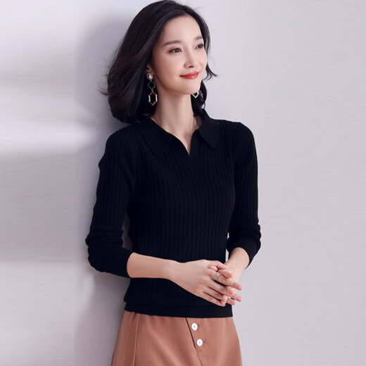 Pincai Korean style fashionable and versatile chic flip-sleeved sweater for women long-sleeved pullover bottoming sweater for women trendy PW09ZS075