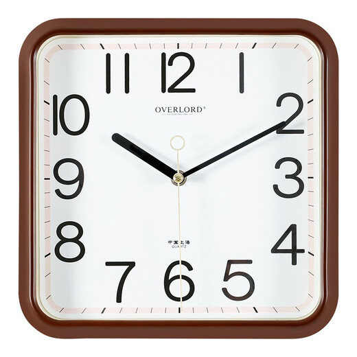The story of time, light luxury modern wall clock, living room, home, fashionable bedroom clock, no punching, wall hanging, no punching, 6191A square brown white disk, 12 inches [diameter 30 cm]