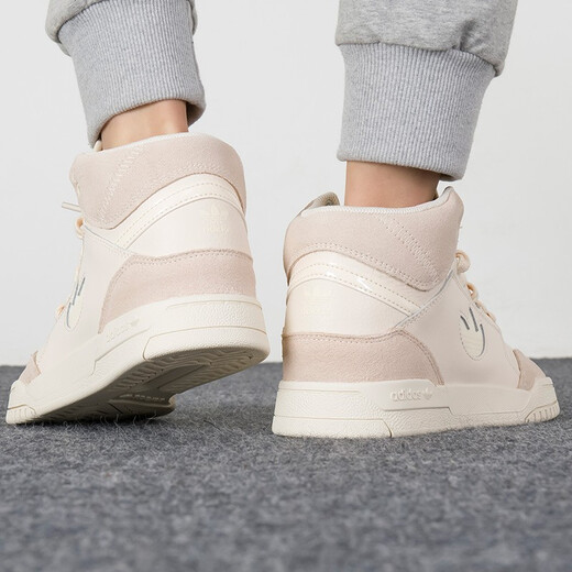 阿迪达斯（adidas）女鞋 秋季经典时尚潮流高帮小白鞋运动鞋舒适耐磨休闲鞋板鞋 GZ1585/复古粉/反毛皮拼接 37
