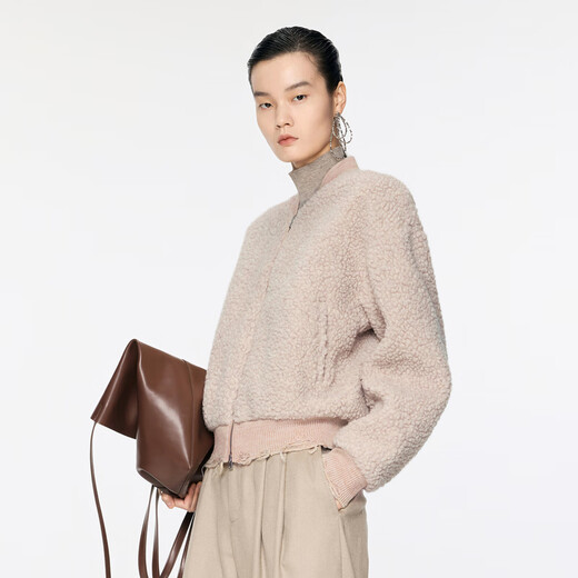 Jnby/Jiangnan Buyi Winter Neues Produkt Lammfell weicher flauschiger Mantel -Baseball -Uniform für Frauen 5oaa14270 249/Shallow Camel M.