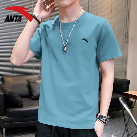 安踏（ANTA）短袖t恤男装冬季轻薄透气冰丝速干衣宽松大码跑步健身休闲运动服 -8柚红色 L /175