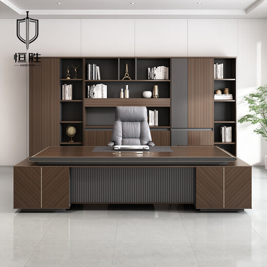 Hengsheng high-end desk boss desk light luxury chairman president executive desk general manager modern office desk and chair combination 2.4m boss desk + gravity reclining boss chair