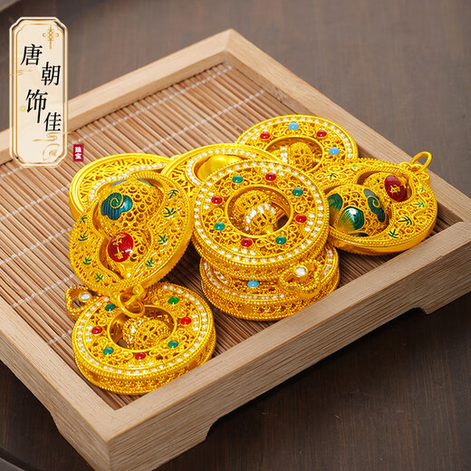 VAN CRUDE ANNORA八宝罗盘旋转葫芦电镀镂空项链吊坠铜镀24K金色古风古法配饰diy配 A-3271-23镂空葫芦吊坠1个