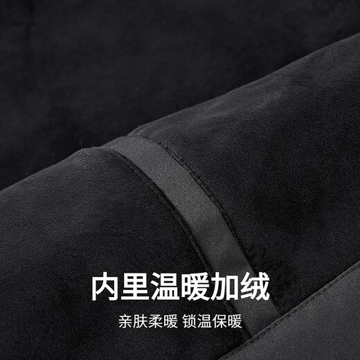 Dances with Wolves Technology Three-Proof & Velvet Lining Autumn and Winter Outdoor Hooded Jacket Men's Jacket 001 Black 175