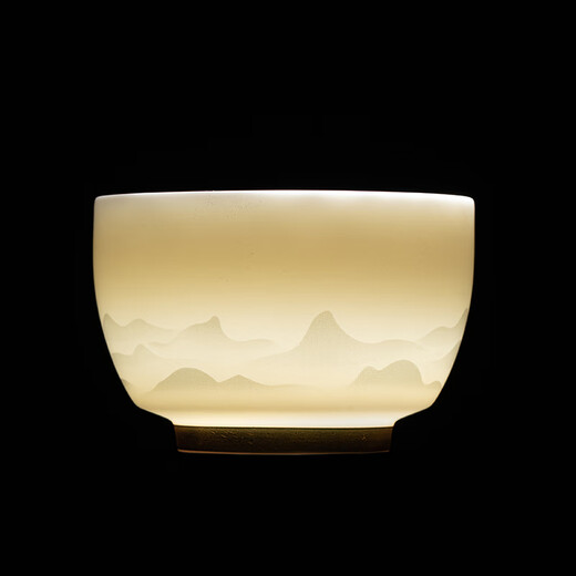 Gold inlaid jade mutton fat jade porcelain household ceramic tea cup master cup tea bowl kung fu tea set gift box Yunshan master cup