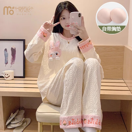 Modal pajamas for women 2024 new cotton cartoon cute cardigan long sleeve trousers suit spring, autumn and winter women's home clothing SSM-3882 L [95-120Jin [Jin equals 0.5 kg]]