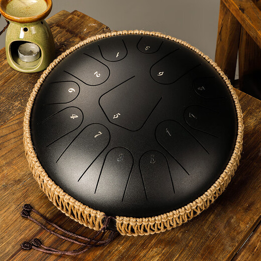 
hluru Luru Ethereal Drum 12 inch 13 tone hollow drum children students beginner adult professional percussion instrument gift [triangle style] 12 inch 13 tone stone green + stand + big gift bag
