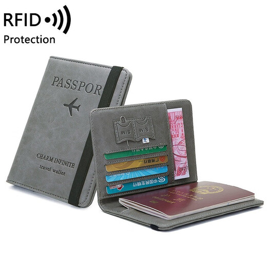 Jungle Tribe Travel Anti-Diebstahl Passport Bag Anti-Demagnetization Passport Clip in Übersee Briefticket-Clip-Reisebühne Coin Wallet Grey Grey