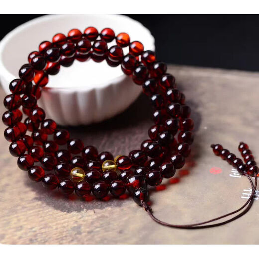Burmese blood amber 108 beads beeswax bracelet raw stone bracelet for men and women amber bracelet necklace 6mm108