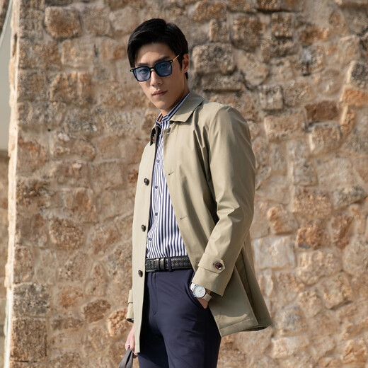 YOUNGOR windbreaker men's lapel single windbreaker nylon durable, comfortable and breathable men's top jacket GYDF424995YQA Khaki S 165/88A