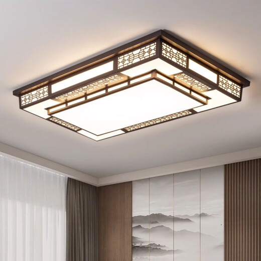 Jihuo 2024 new style living room lamp, new Chinese style hall lamp, Chinese style bedroom lamp, high brightness creative led study ceiling lamp, coffee color - diameter 120*80CM, three-color dimming 168 watts