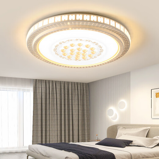 Op Yuanxing living room ceiling lamp LED round 2024 new headlight modern simple atmosphere hall master bedroom chandelier starry sky 80cm three-color dimming thickness 7cm
