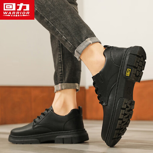 Warrior business retro casual work shoes men's lace-up leather shoes men 1632 black 40