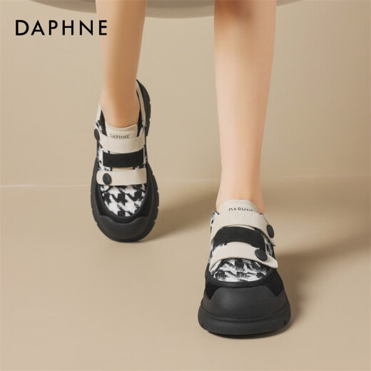 Daphne casual shoes for women 22023 autumn new thick-soled heightening mule shoes lace-up sports casual sandals women's shoes black xq402360800435 standard code