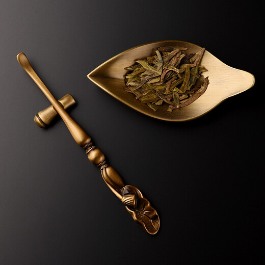 Simple copper tea set handmade teaspoon tea pick three-piece set creative kung fu tea set tea ceremony accessories tea art tea spoon copper lotus tea pick