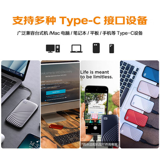 Western Digital (WD) NVME Mobile Colid State Drive My Passport SSD-версия Type-C Интерфейс 1050 МБ/с мобильный ноутбук Внешнее внешнее подключение к борьбе с фальсификацией.