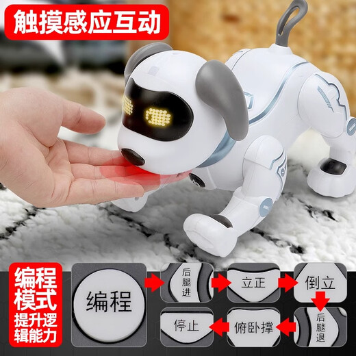 ToyleFun intelligent machine dog remote control children's toy programming dog walking stunts boy electronic mechanical dog blue classic smart dog dual electric configuration [one more rechargeable battery]