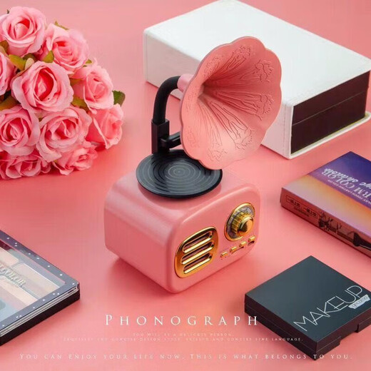Starry Sky Deer New Creative Retro 3D Wireless Bluetooth Speaker Gramophone Mini Card USB Drive Portable FM Radio Computer Original Wooden Audio Mobile Speaker Bass Gift Brand New Walnut [can be plugged in USB Drive/connected to computer]