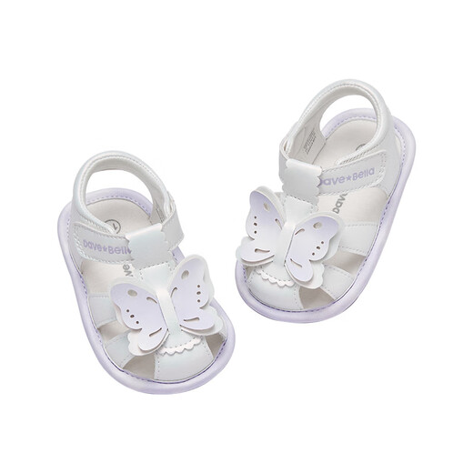 
David BELLA (DAVE/BELLA) baby step front shoes soft sole newborn shoes 0-1 year old baby girl sandals summer new princess shoes white [spot] size 17