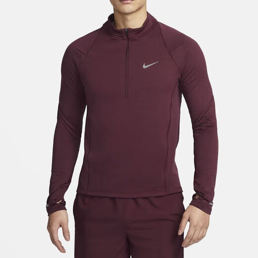 耐克（NIKE）THERMA-FIT秋冬季新款男高领防泼水跑步健身训练运动长袖T恤 FB8565-681/暗红色 2XL