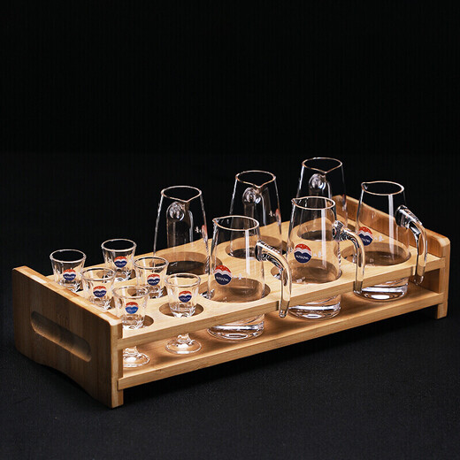 Small wine glass dispenser, one pot, one glass of wine set, white wine glass, spirit glass with logo, label, 6 10ml cups, 6 80ml wine dispensers + 6 hole rack