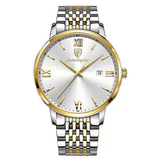 Casollen Yageer Watch Swiss Water Calendar Luminoso Business Business Men a Mass's Fashionable Generoso Simple Pareja Mira Automático 826 Silver Shell White Surface Versión fuerte